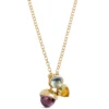 Toscano Colored Gemstone Charm Necklace, 14K Yellow Gold