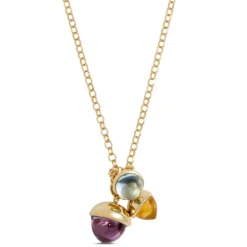Toscano Colored Gemstone Charm Necklace, 14K Yellow Gold