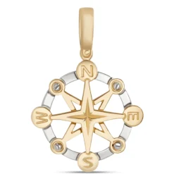 Toscano Compass Pendant, 14K White and Yellow Gold