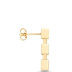 Toscano Cubic Linear Drop Earrings, 14K Yellow Gold
