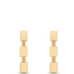Toscano Cubic Linear Drop Earrings, 14K Yellow Gold