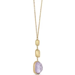 Toscano Cushion Cut Amethyst Pendant, 14K Yellow Gold