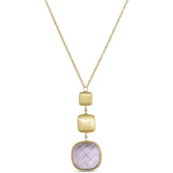 Toscano Cushion Cut Amethyst Pendant, 14K Yellow Gold