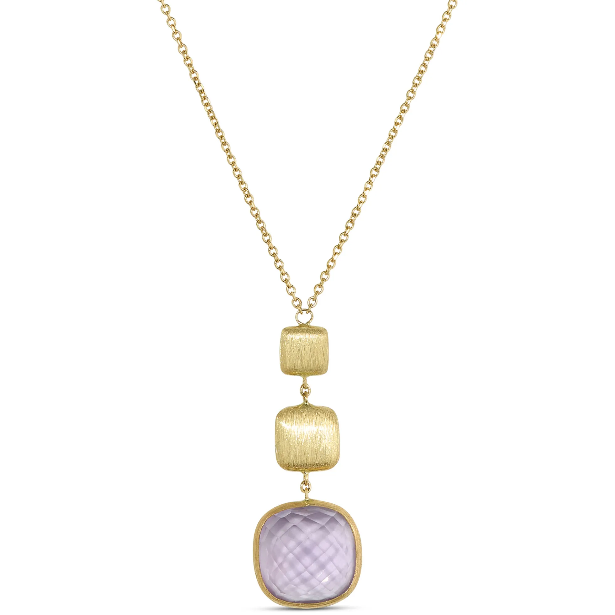 Toscano Cushion Cut Amethyst Pendant, 14K Yellow Gold