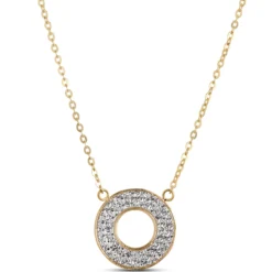 Toscano Diamond Cut Circle Pendant, 14K White and Yellow Gold