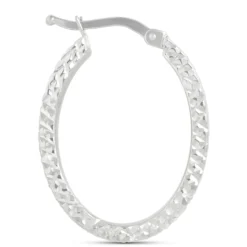 Toscano Diamond Cut Toscano Hoop Earrings, 14K White Gold
