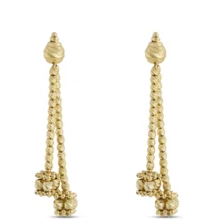 Toscano Double Beaded Drop Earrings, 14K Yellow Gold