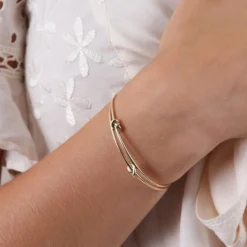 Toscano Double Love Knot Cuff Bangle 14K
