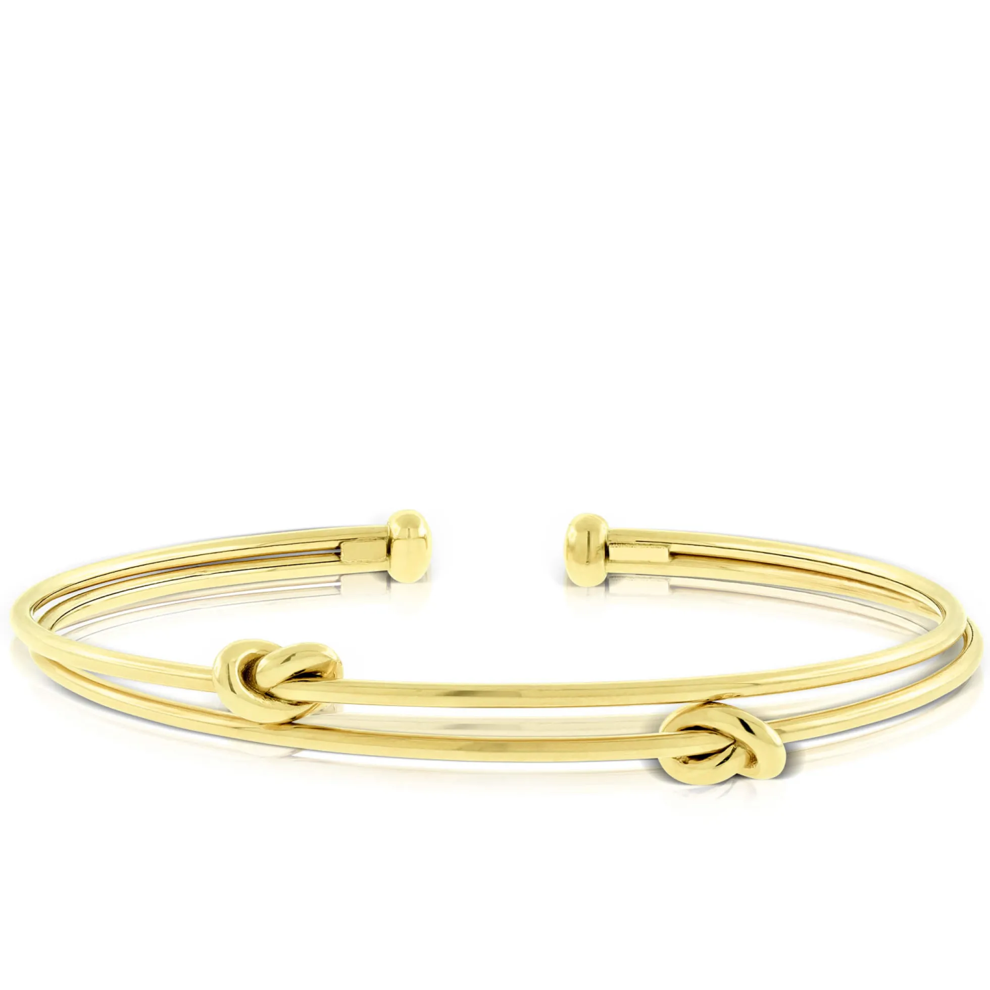Toscano Double Love Knot Cuff Bangle 14K