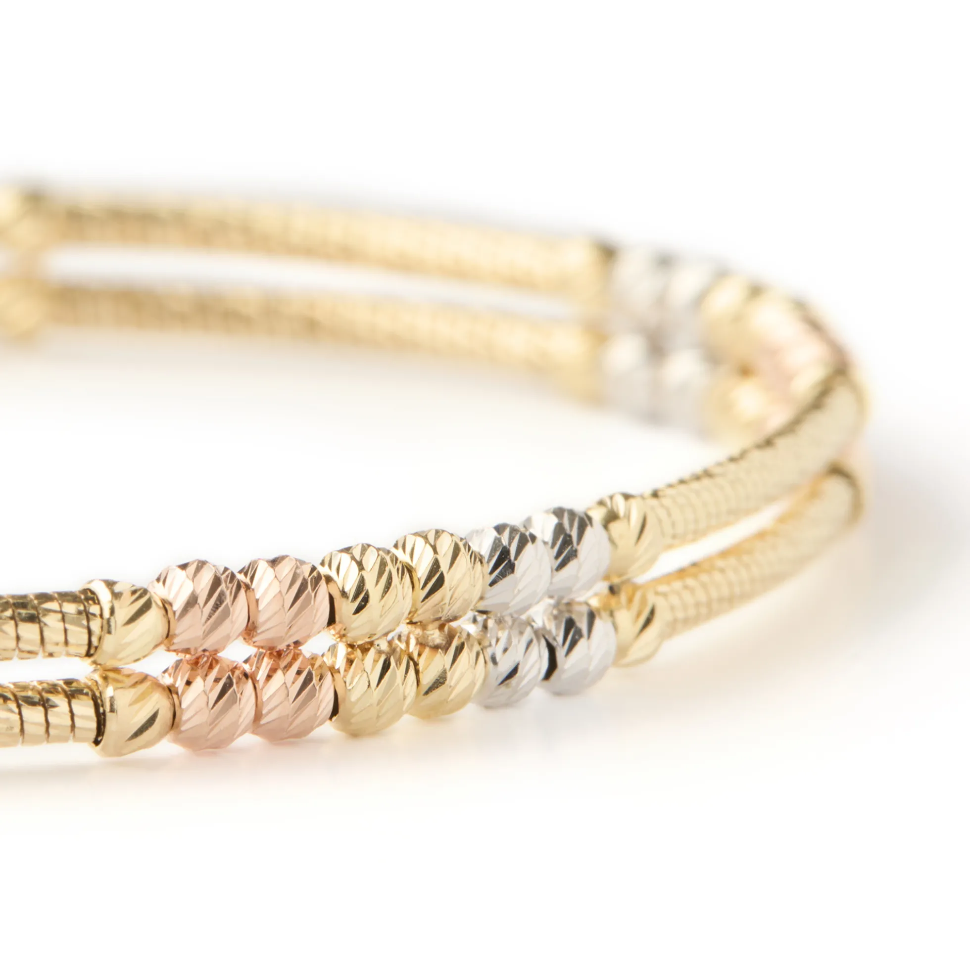 Toscano Double Row Flexy Station Bracelet, 14K Tri-Color Gold