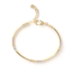 Toscano Double Row Flexy Station Bracelet, 14K Tri-Color Gold