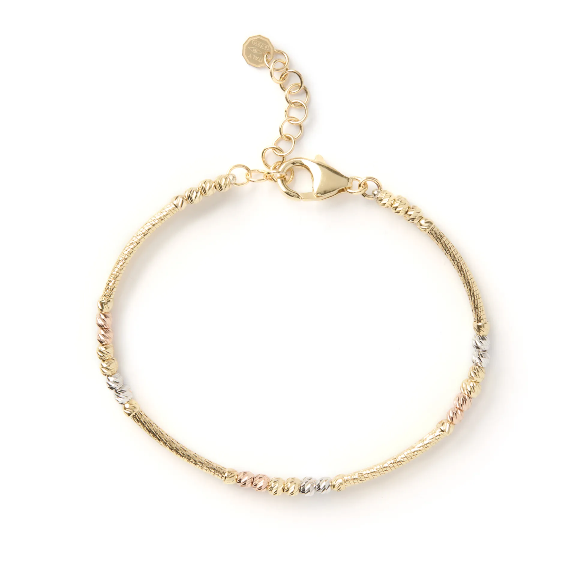 Toscano Double Row Flexy Station Bracelet, 14K Tri-Color Gold