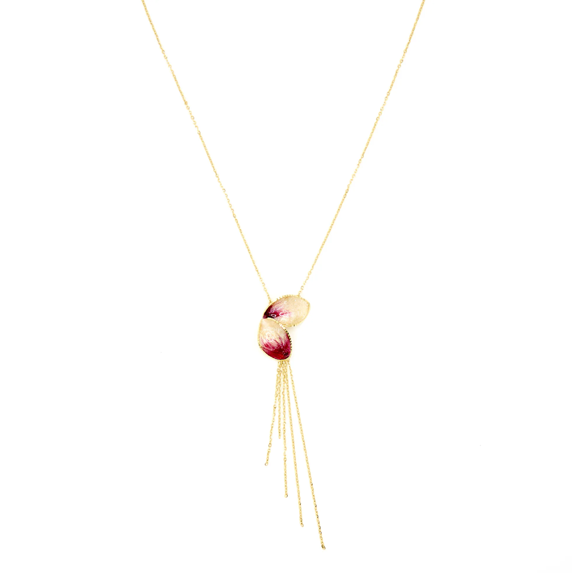 Toscano Enamel and Gold Petal Necklace, 14K Yellow Gold