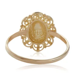 Toscano Filigree Framed Oval Dome Ring 14K