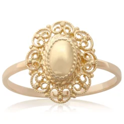 Toscano Filigree Framed Oval Dome Ring 14K