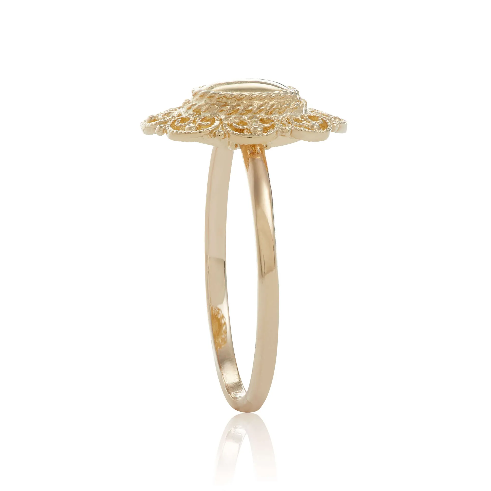 Toscano Filigree Framed Oval Dome Ring 14K