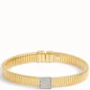 Toscano Flat Tubogas Cuff with Diamond Tips, 18K Yellow Gold