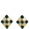 Toscano Flexy Checkerboard Malachite Earrings, 14K Yellow Gold