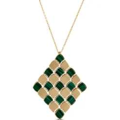 Toscano Flexy Checkerboard Malachite Pendant, 14K Yellow Gold