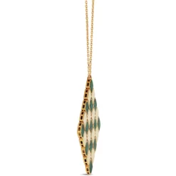Toscano Flexy Checkerboard Malachite Pendant, 14K Yellow Gold