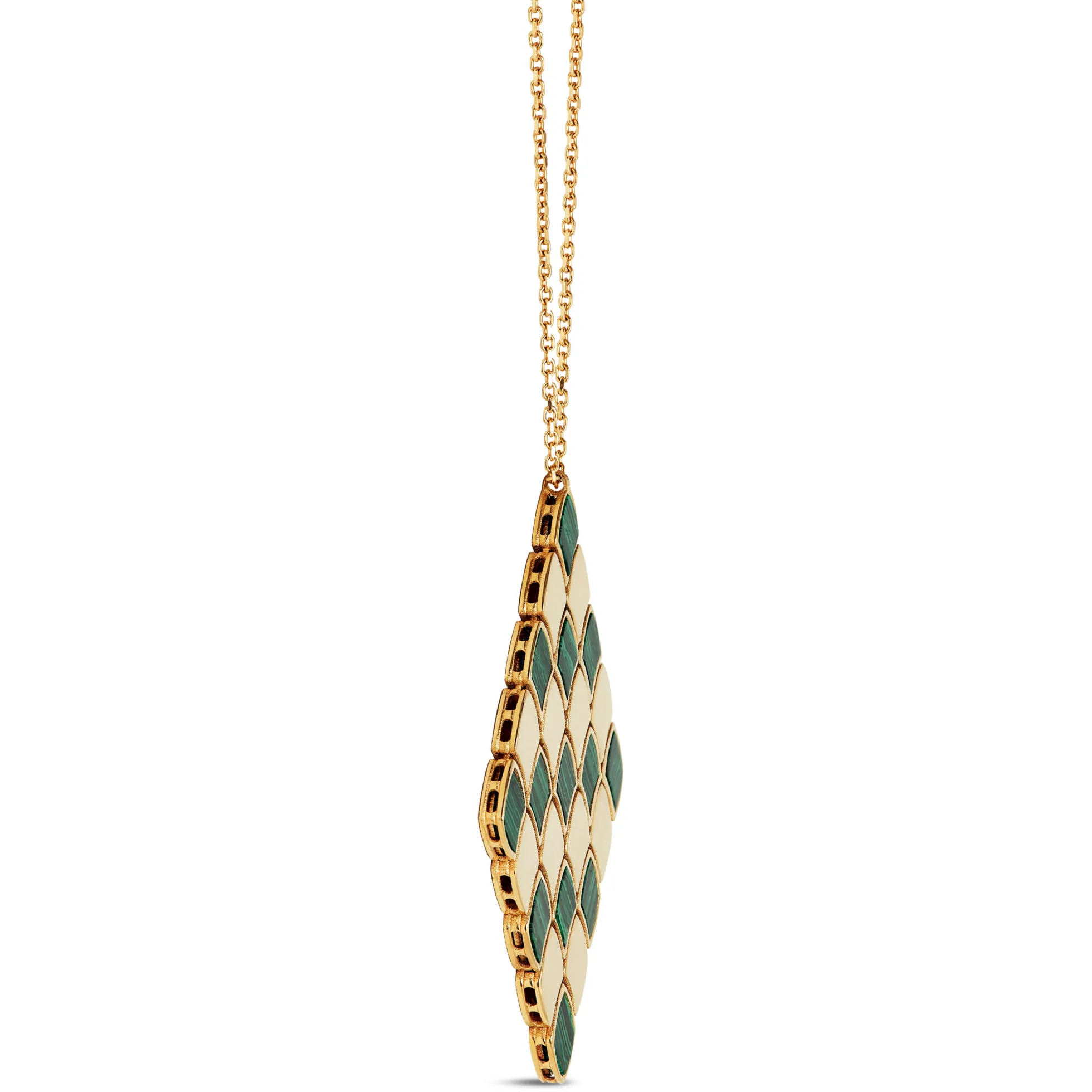 Toscano Flexy Checkerboard Malachite Pendant, 14K Yellow Gold