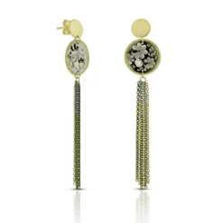 Toscano Floral Disc Earrings with Tassels 14K