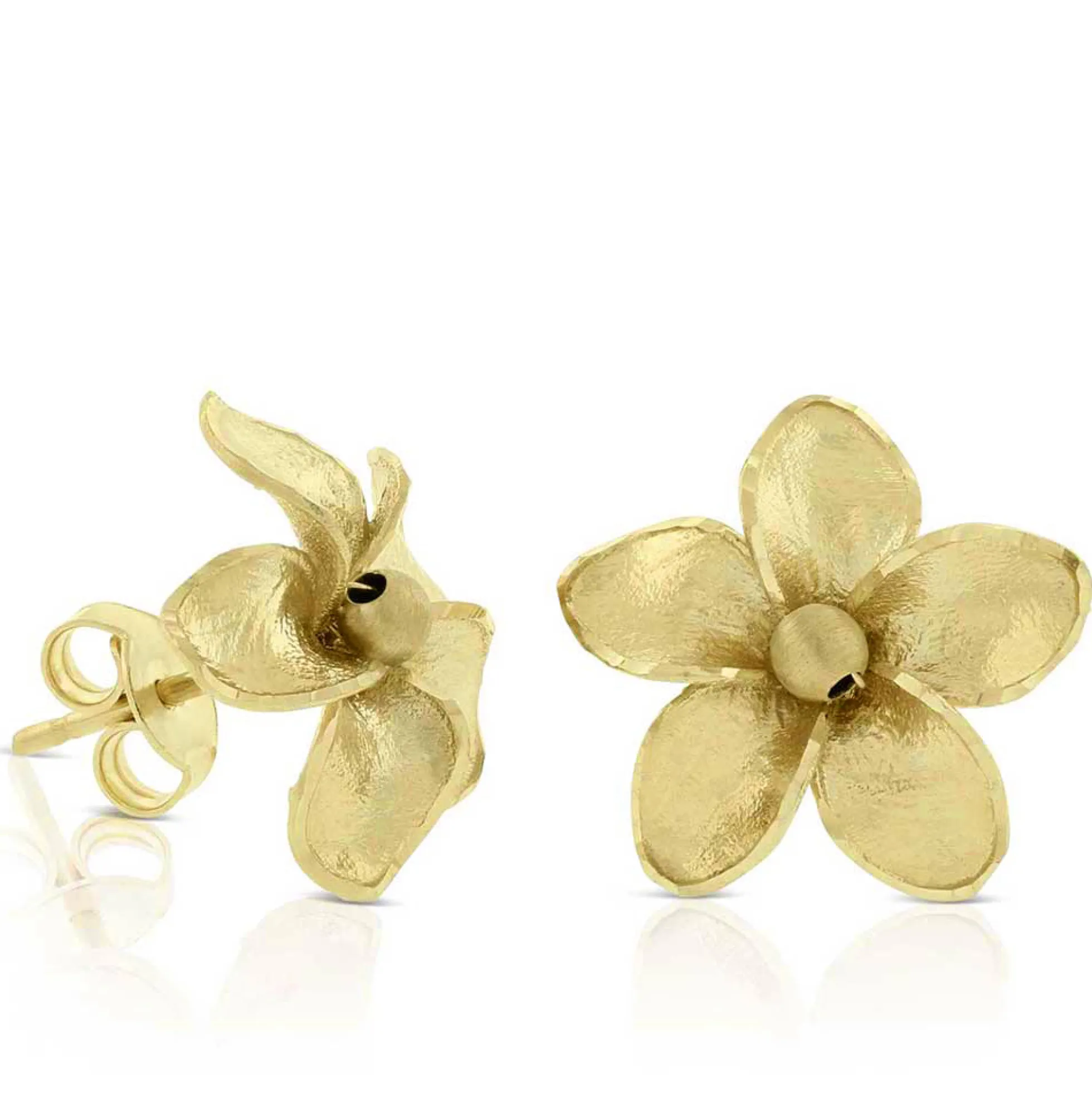 Toscano Flower Stud Earrings 14K