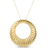 Toscano Fluted Circle Necklace, 14K Yellow Gold