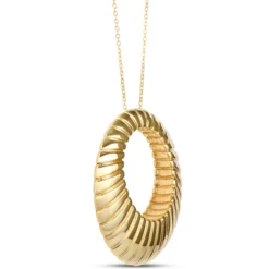 Toscano Fluted Circle Necklace, 14K Yellow Gold