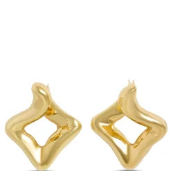 Toscano Front to Back Geo Shaped Hoops, 14K Yellow Gold