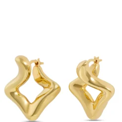 Toscano Front to Back Geo Shaped Hoops, 14K Yellow Gold