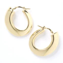 Toscano Graduated Oval Hoop Earrings, 14K Yellow gold