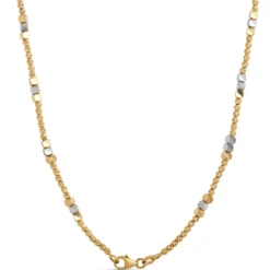 Toscano 18-Inch Alternating Bead Necklace, 14K Yellow Gold