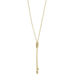 Toscano 18-Inch Beaded Y Necklace, 14K Yellow Gold