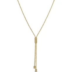 Toscano 18-Inch Beaded Y Necklace, 14K Yellow Gold