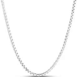 Toscano 18-Inch Diamond Cut Box Link Necklace, 14K White Gold