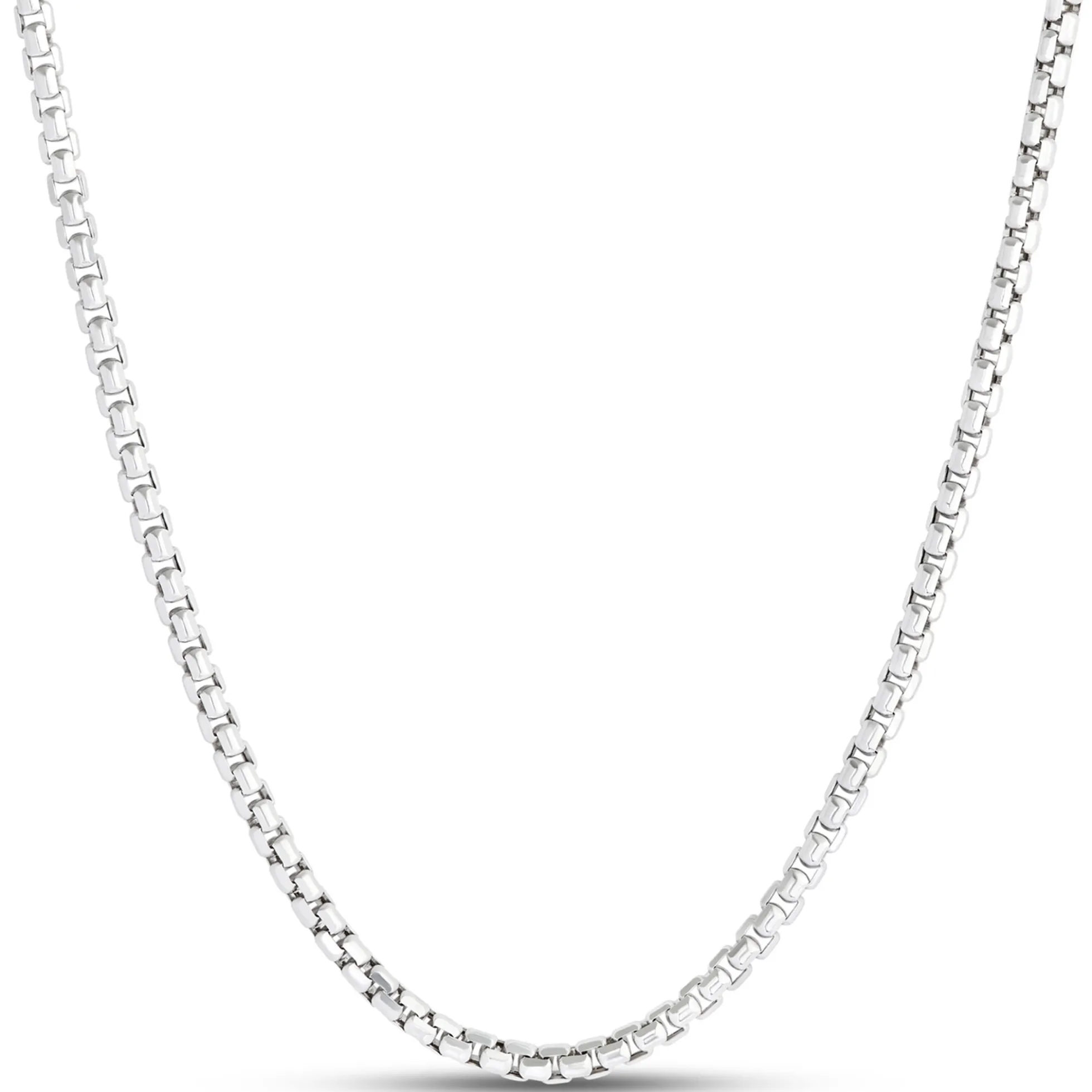 Toscano 18-Inch Diamond Cut Box Link Necklace, 14K White Gold