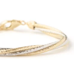 Toscano 7-Inch Double Row Flexy Beaded Bracelet, 14K Yellow Gold