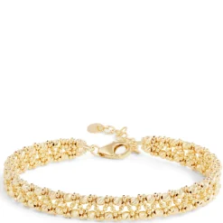 Toscano 7-Inch Double Row Flexy Beaded Bracelet, 14K Yellow Gold