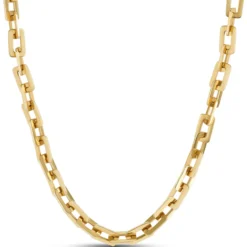 Toscano 24-Inch Flat Rectangle Link Necklace, 14K Yellow Gold