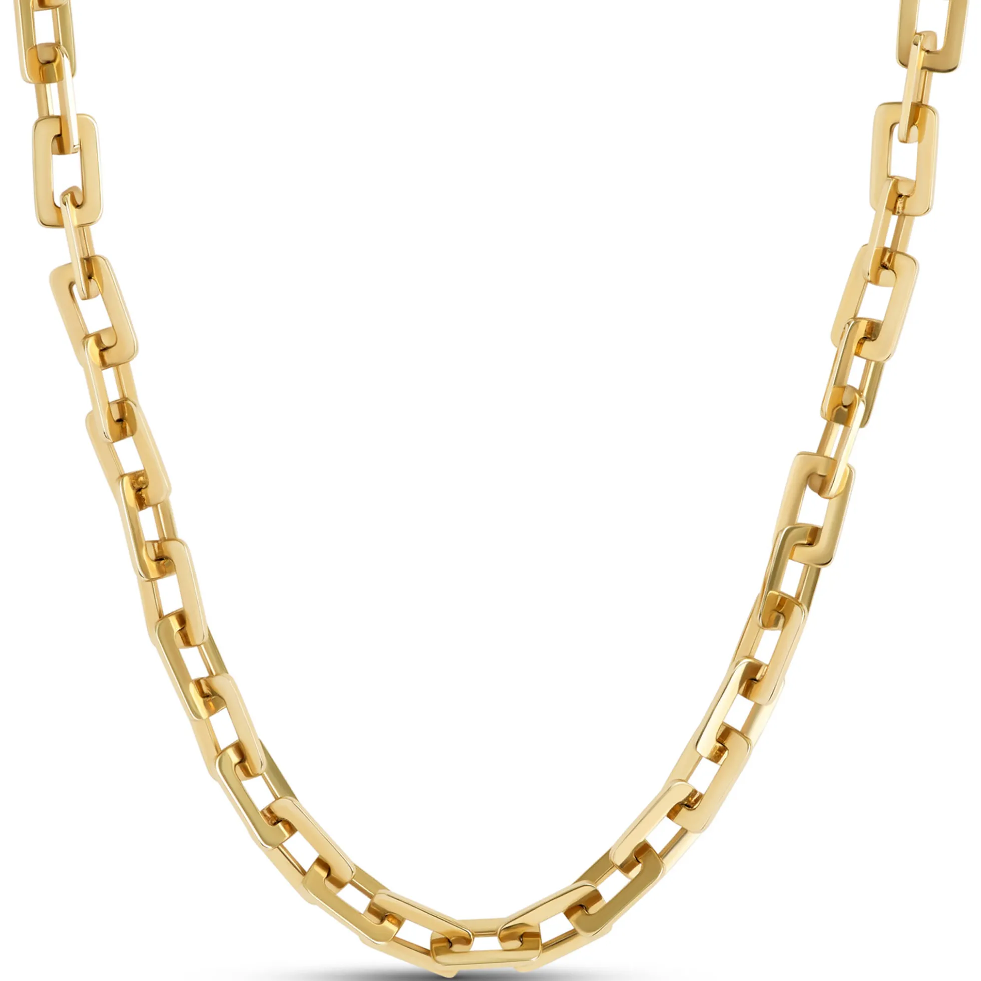Toscano 24-Inch Flat Rectangle Link Necklace, 14K Yellow Gold