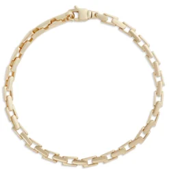 Toscano 8.5-Inch Gents Rectangle Link Bracelet, 14k Yellow Gold