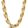 Toscano 18-Inch Infinity Silk and Polished Link Necklace, 14K Yellow Gold