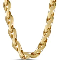 Toscano 18-Inch Infinity Silk and Polished Link Necklace, 14K Yellow Gold