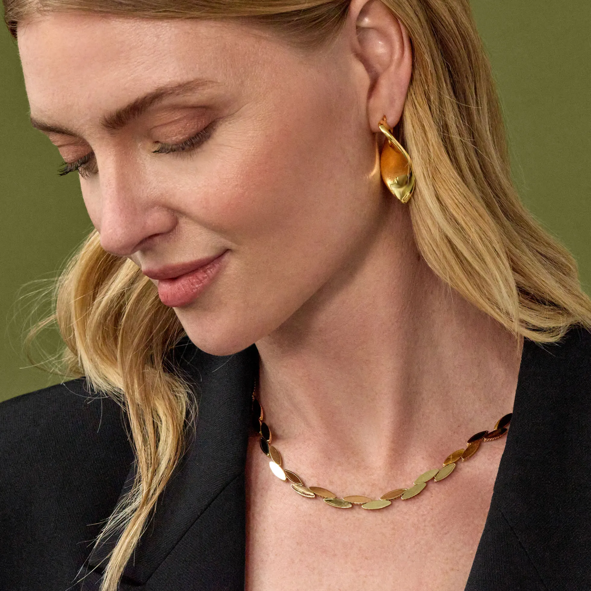 Toscano 18-Inch Marquise-Shaped Links Necklace, 14K Yellow Gold
