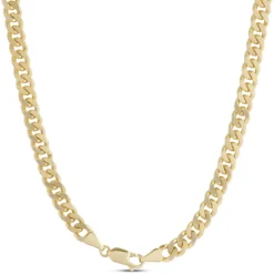 Toscano 24-Inch Mirror Curb Necklace, 14K Yellow Gold