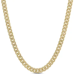 Toscano 24-Inch Mirror Curb Necklace, 14K Yellow Gold