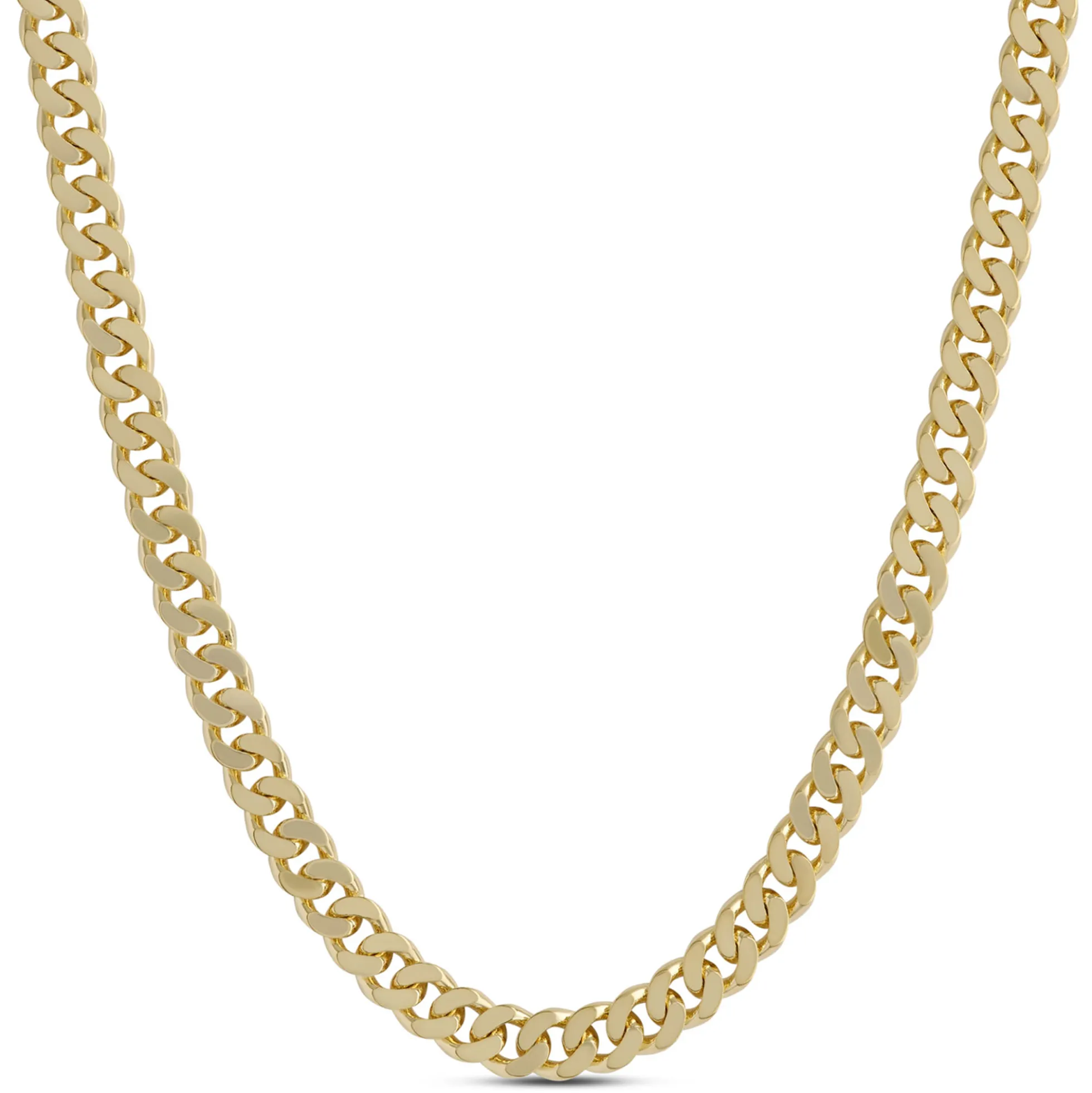 Toscano 24-Inch Mirror Curb Necklace, 14K Yellow Gold
