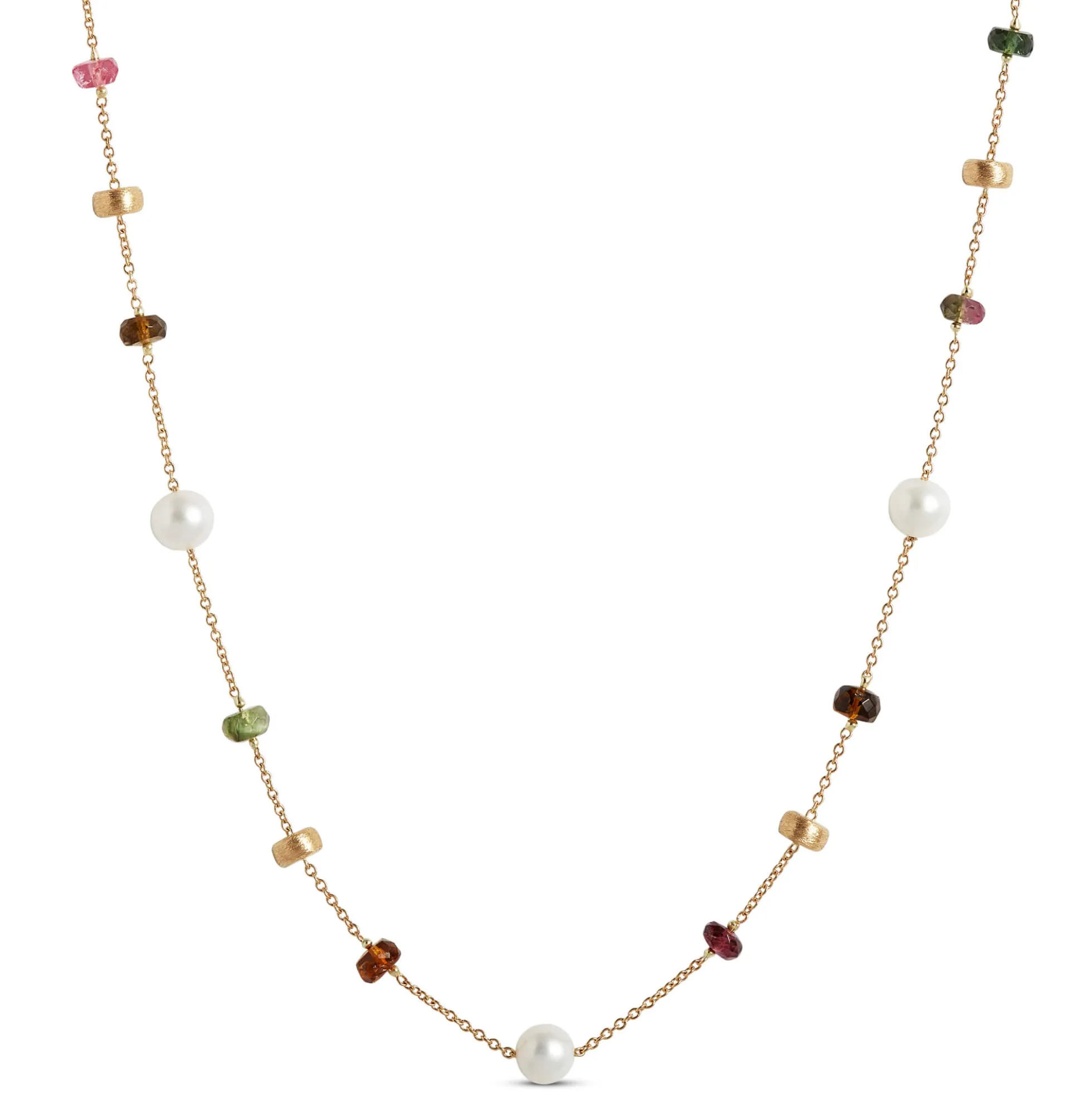 Toscano 24-Inch Multicolored Gemstone Bead Necklace, 14K Yellow Gold