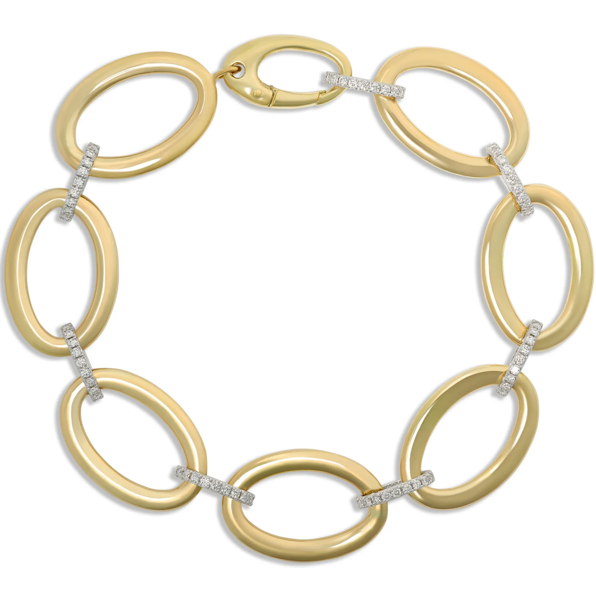 Toscano 7-Inch Oval Link Bracelet with Diamonds, 18K Yellow Gold